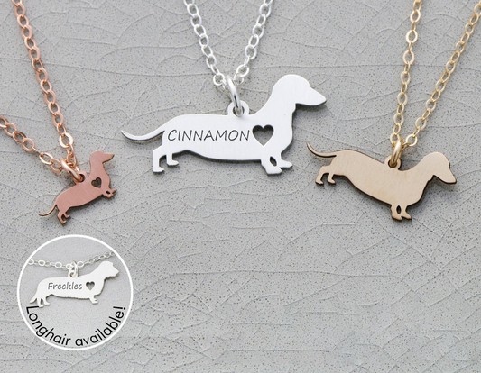シルエットネックレス 名入れ 15 - ダックスフンド