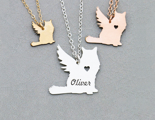 シルエットネックレス 名入れ 01 - ねこ