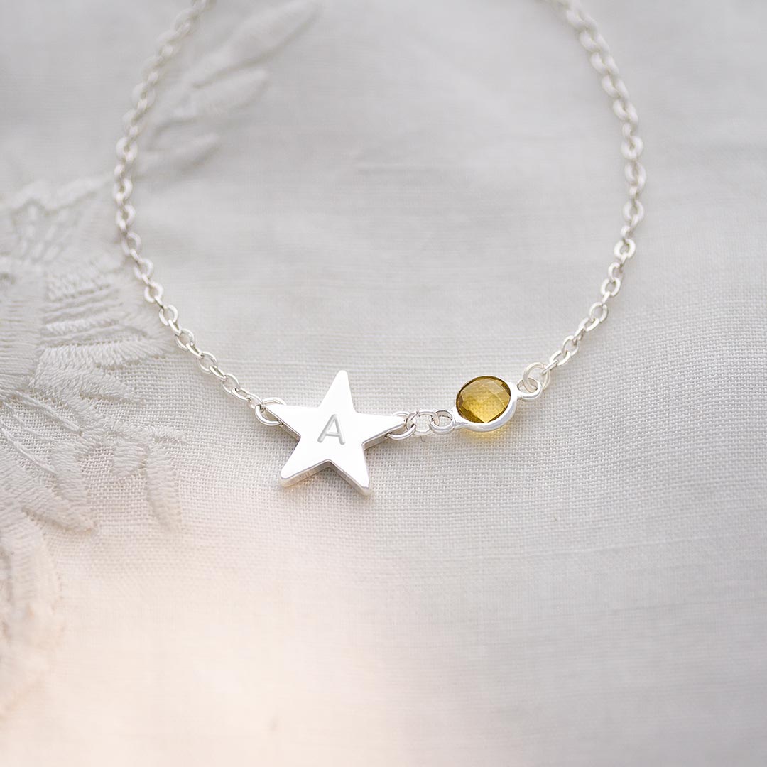 Birth Stone 誕生石ブレスレット03(スター・イニシャル)