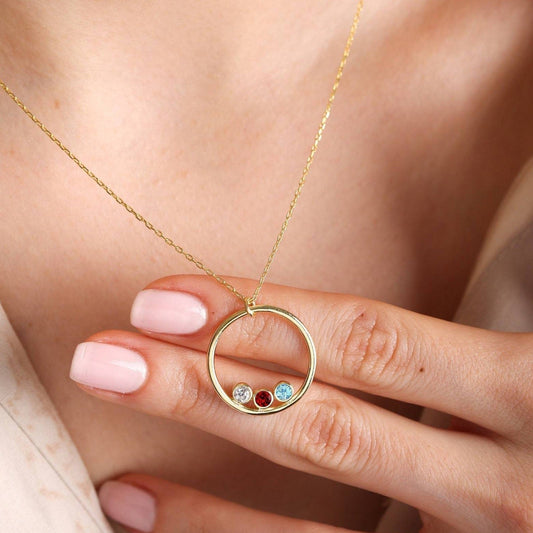 Birth Stone 誕生石 ネックレス07(誕生石1~5個・リング型)
