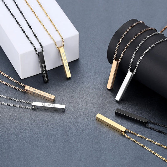 オリジナルネックレス05(スティックバー 文字入れ1~4面)