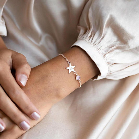 Birth Stone 誕生石ブレスレット03(スター・イニシャル)