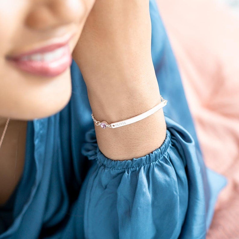 Birth Stone 誕生石ブレスレット06（名入りプレート） – kurita jewelry